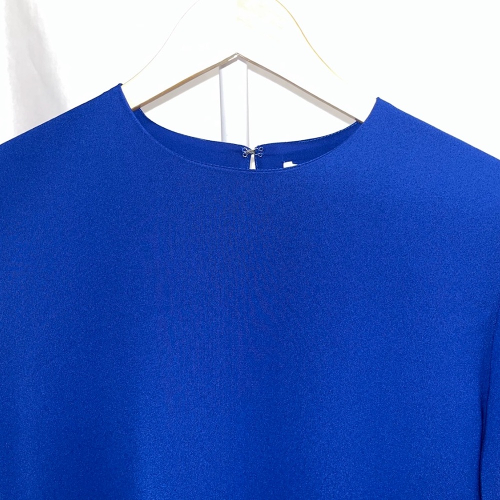 16arlington Blue Midi Dress Feather Trim 6 Wedding Guest Cocktail Formal Nwt — image 6 of 8